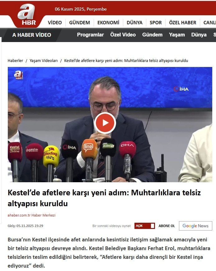 Vizyon Telsiz, Kestel Belediyesi Acil Durum Telsiz sistemi